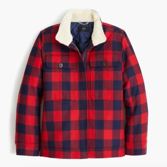 J. Crew Buffalo Plaid with Shearling Jacket - Picture 3 of 12